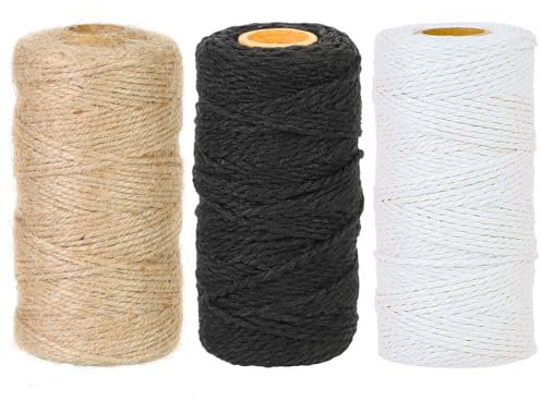 Umsole Baumwollschnur, natürliche Jute-Schnur, 2 mm, Verpackungsschnur, 2 m, Bäckergarn, Kraftpapier, Metzger, Backen, Gartenarbeit, für Geschenkverpackungen, Kunst, Handwerk, Party-Dekorationen