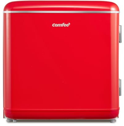 COMFEE' RCD50RE2EURT(E) Frigorifero Piccolo 47Litri, Design Retrò, Mini Frigo Tavolo Monoporta, Termostato Regolabile, Silenzioso, Adatto a casa, ufficio e hotel, Rosso