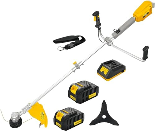 Nemura Débroussailleuse Batterie 40V - L: 43cm + Fil + Lame + 2 Batteries 4Ah et Chargeur Rapide - Outillage Jardin de qualité - Marque Française