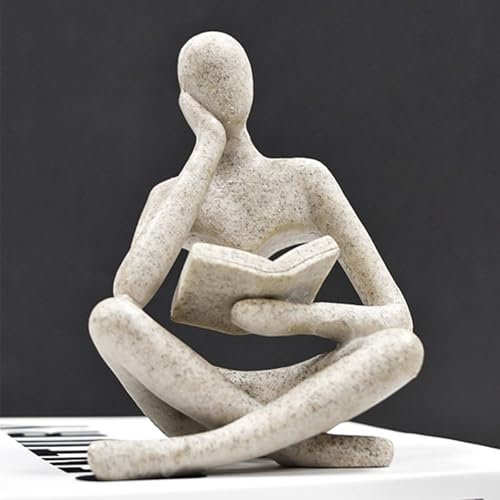Dnoifne Lesende Frauenstatue aus Sandstein, Denker-Skulptur, Abstrakte Kunstfigur, Moderne Ästhetische Deko für Zuhause, Wohnzimmer, Schlafzimmer, Büro, Regal, Tisch oder Schreibtisch