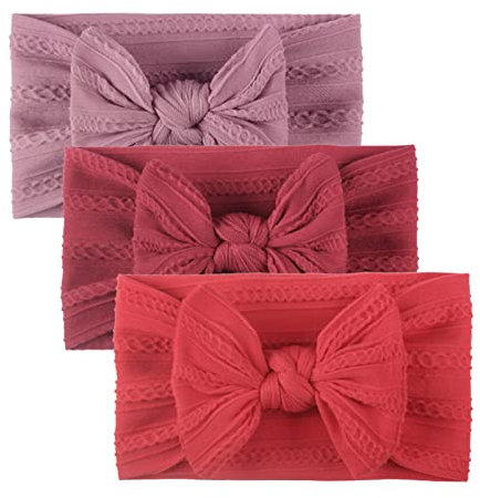 Kleinkind Kleinkind Baby Jungen Mädchen Solide Schleife Haarband Kopfbedeckung Stirnband Gummibänder Haarschmuck 3er Pack Haarreif Kleinkind (B, One Size)