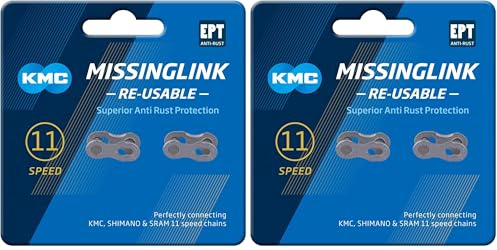 KMC 11 Speed EPT Re-Usable MissingLink, Dark Silver, 2 Pairs (Pack of 2)