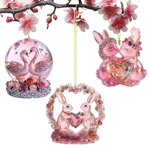 IHLOOTD 3 Pezzi Coniglio da Appendere, Ciondoli Decorativi per Festa di Pasqua e Regali (B)