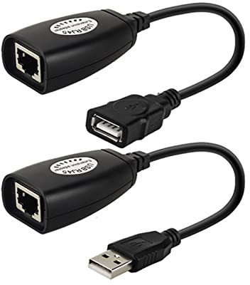 ZEPFJHE 1 Pair USB to RJ45 LAN Ethernet Extension Cable Adapter 50M Distance Extension Converter Cat5E/6 Cord Computer
