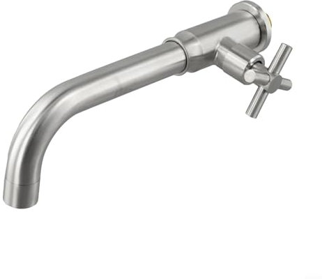 Elegante rubinetto da parete per lavabo in robusto acciaio inossidabile SUS304, perfetto per qualsiasi giardino o piscina (argento)