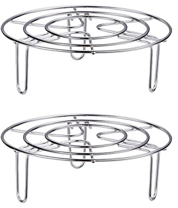 2Pcs Steam Rack, Heavy Duty Steaming Rack Stand, Stainless Steel Round Steamer Cooling Rack Trivet, Pot Steamer Insert Food Stand, Steaming Cookware Accessories(Size:15.5cm/6.1in)