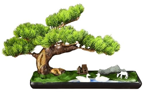 FAJNUZI2024 Künstliche Bonsai Künstlicher Bonsai-Baum mit Topf, for Zuhause, Desktop, kreative Dekoration, gefälschte Kiefer, Pflanzenornamente Kunstbaum Bonsai