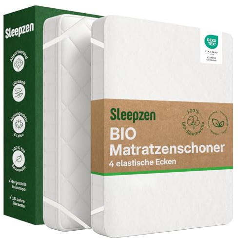 Sleepzen - Protege Matelas 90x200cm Alese Molleton 100% Coton Bio Certifié Oeko-Tex® - Naturellement Anti-Acariens & Antibactérien, Hypoallergénique - Fabriqué au Portugal - Format Alèse Plateau