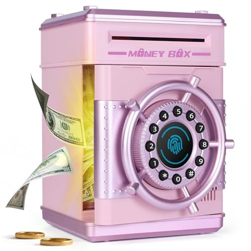Yellcetoy Salvadanaio Elettronico per Bambini, Timone Cassaforte con Codice di Sicurezza e Musica, Compleanno Regali di Natale per Ragazze 3 4 5 6 7+ anni Rosa