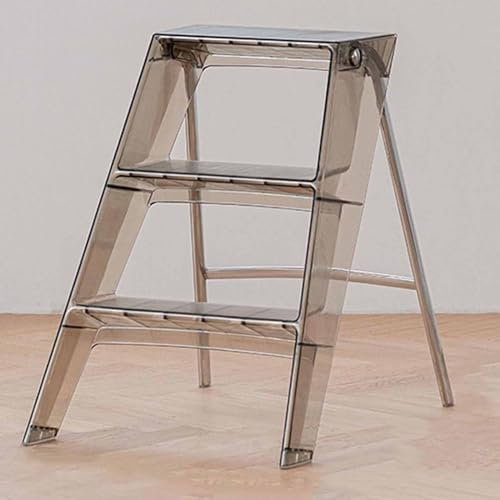 Sgabello pieghevole a 3 gradini, sgabello pieghevole in acrilico per adulti, scala pieghevole portatile per uso domestico e cucina, facile da riporre, design leggero