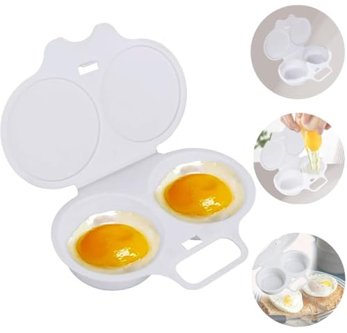 Pocheuse À Œufs Pochés Pour Micro-ondes, Oeuf Chaudière Pocheuse Cuiseur, 2 Cavités Avec Couvercle Pour Œufs Pochés Rapidement, Cuiseur Pour Le Petit-déjeuner À La Maison (Blanc)