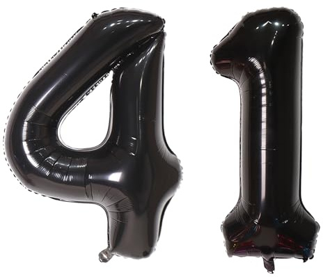 40Inch 41 Balloon Number Black Number 41 Balloon Self-Sealing for Birthday Party Decorations and Anniversary Party Décor(Black 41)