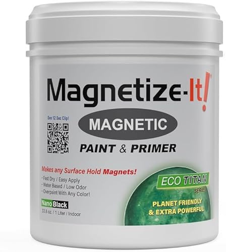 Magnetize-It! Eco Titan Peinture murale magnétique avec apprêt (à base d'eau) – Noir – 1 l – 1000 ml – Extra adhérence et durable – Peinture d'intérieur polyvalente