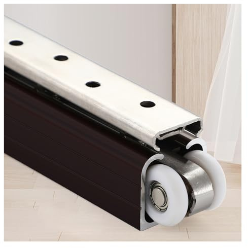 Kit de rail pour porte coulissante - Système de porte coulissante à poche invisible personnalisable, montage au plafond/au mur pour portes à deux vantaux à dérivation
