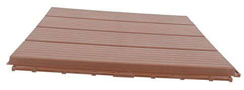 HOMOCONO Wood-plastic Decorative Floor Panel Anticorrosion Outdoor Garden Splicing Floor Waterproof Composite Decking Board for Balcony Terrace Brown Red