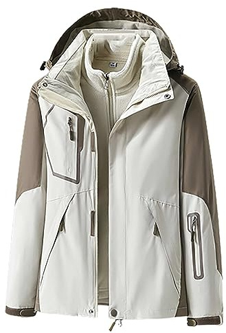 Veste softshell femme imperméable doublée, coupe-vent femme grandes tailles veste de pluie chaude coupe-vent avec capuche veste d'hiver veste de randonnée épissure bloc de couleurs veste de transition