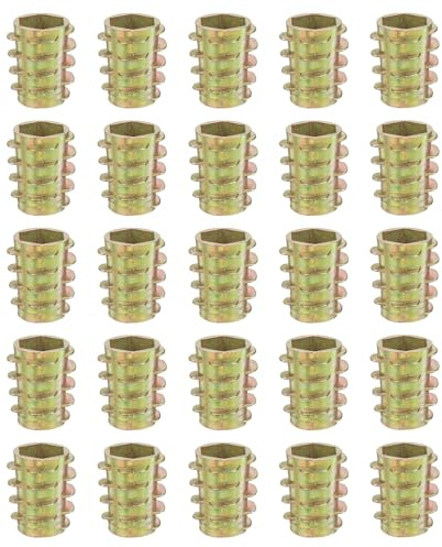 PATIKIL 25pcs Insert Fileté À Entraînement Hexagonal Pour Bois, M10 x 20mm Insert Fileté En Alliage De Zinc Vis De Meuble Sans Rondelle Pour Outils À Bois Boulon À Tête