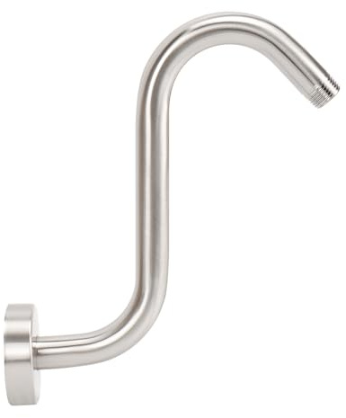 NearMoon S Shaped Shower Head Riser Arm, Shower Extender Arm with Flange, Standard 1/2 Connection- Bathroom Accessory (8 Inch, Brushed Nickel)