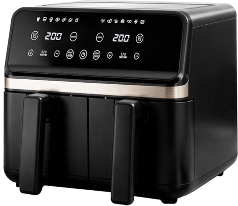 Dual Basket Air Fryer 2200W, 8L Family Size Air Fryer with 11 Presets, SyncCook & Match Cook Technology, Independent Dual Drawers for Oil Free Cooking, Roast, Bake, Reheat, Easy to Clean