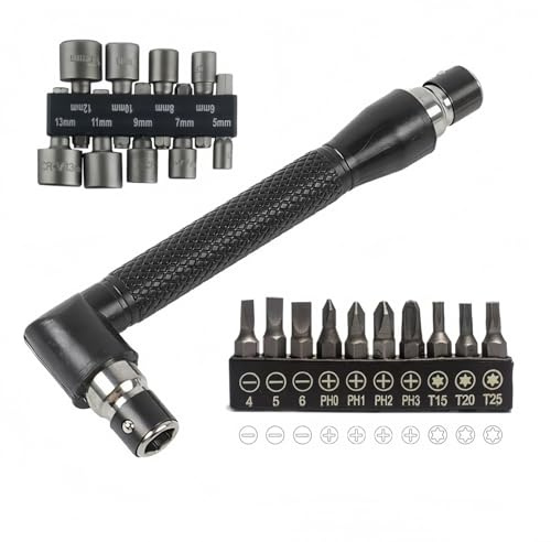Ensemble de tournevis à cliquet pour homme - Tournevis à angle droit - Cadeau de Noël - Tournevis de poche à profil bas pour espace restreint - Gadgets cool - Cadeaux pour homme, lui, mari, papa