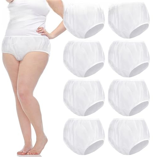 10 Stück Inkontinenz-Auslaufsichere Unterwäsche Boxershorts Für Erwachsene Plastik-Windelhülle Waschbare Wiederverwendbare Wasserdichte Boxershorts UnisexWhite,2XL