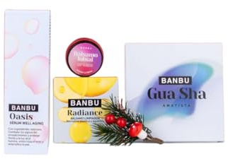 BANBU | Pack Glow | Set de Cuidado Facial con Bálsamo Labial Fresa, Aceite Facial Glow Elixir, Bálsamo Limpiador Radiance y Gua Sha Amatista