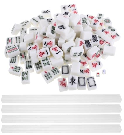 SUPVOX Mini Juego de Mahjong Chino Portátil 20 Mm, Miniatura de Viaje con 20 Fichas Imitación Jade de Color Claro y 4 Palillos, Kit para Principiantes Adecuado para Noches de Juegos