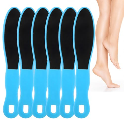 6 lime blu a doppia faccia per piedi per pelle dura, raschietto per pedicure, scrubber - Strumento riutilizzabile per la cura di bagnato e asciutto, con impugnatura antiscivolo, per casa e viaggi