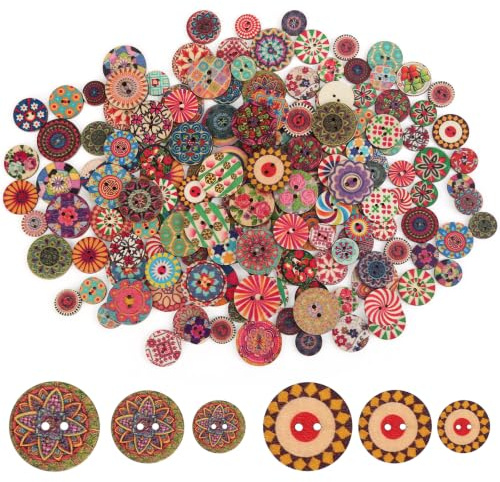 250 Stück Bunte Holzknöpfe, Vintage Holz Nähen Knöpfe mit 2 Löchern 15mm 20mm 25mm, Bunte Knöpfe zum Basteln Groß für Strickjacken, Kleidung, DIY, Basteln, Nähen und Basteln Dekorationen