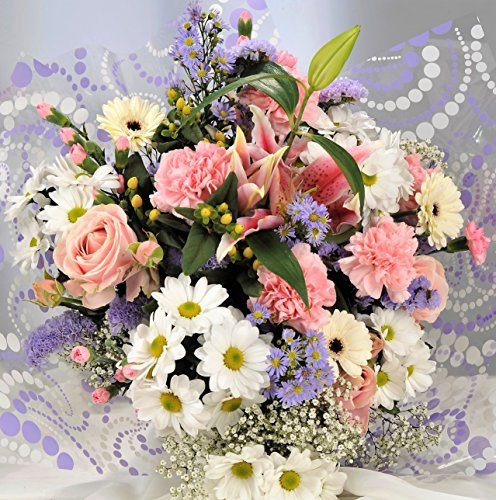 Homeland Florists Mothers Day Pastel Fresh Flower Bouquet with Scented Oriental Lilies & Handwritten Gift Card - Send Flowers for Mum