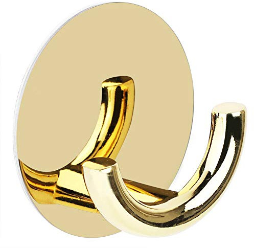 Edelstahl Zinklegierung Wandaufhänger klebende Haken Kleiderhaken für Handtuch Schrank Bad Schlafzimmer(golden)