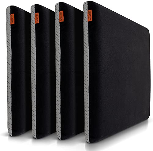 Stolskudde, 40 x 40 cm, rektangulär, set med 4 delar, färg svart, testad mycket bra, ergonomi, medium hårdhet H3, minnesskum sittdyna