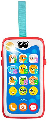 Chicco Smiley Smartphone, Gioco Educativo per Bambini, Giocattolo Parlante e Interattivo, Membrana Touch, Gioco con Luci e Suoni, Laccio per Passeggino e Seggiolino, Giochi Bambini 6 Mesi - 3 Anni