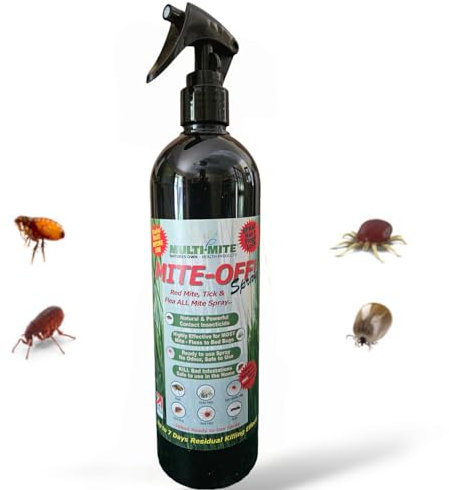 Multi-Mite MITE-Off! 500ml Flea Spray All Mite Killer - Bed Bug, Carpet Moth Ready to Use Large Pyrethrum Spray Residual Killing 7 Days - 100% Natural Product