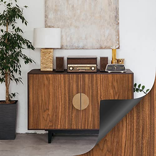 Alwayspon Pegatinas autoadhesivas para muebles de mesa de café, cocina, estantes superiores, cajones de gabinete, papel pintado de madera de nogal moderno
