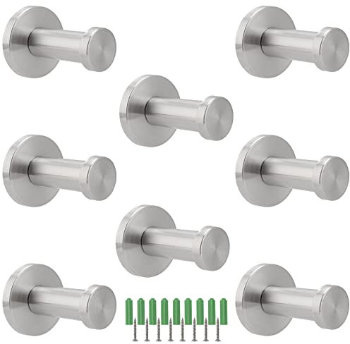 PINGEUI 8 Stück 52mm Handtuchhaken Garderobenhaken, Kleiderhaken Edelstahl, Küche Haken mit Schrauben, Handtuchhalter Bad Tür Wandmontage Mantel Haken