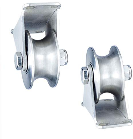 Spurrad mit V-Nut, 2 feste Riemenscheiben aus Edelstahl 304 mit Lager, starre Schwerlastrolle, Schiebetürrolle, für Schienenschiebetüren, mechanische Wagen und mobile Werkbank (H-Typ Schlitz mit (U-