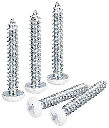 sourcing map Lot de 100 vis autotaraudeuses blanches ST3,5 x 25 mm à tête cylindrique pour le travail du bois
