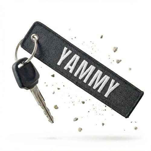 RENEGADE® Motorrad Schlüsselanhänger aus Stoff mit Schlüsselring Bestickt & Kratzfest - 130 x 30 mm, schwarz - (YAMMY)