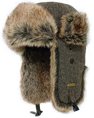 HEYANN Unisex Fliegermütze Herren Uschanka Rib Bomber Aviator Pilot Hut Faux Fellmütze Winter Russische Mütze mit Ohrenklappen Fliegermütze Wintermütze Ohrenschützer
