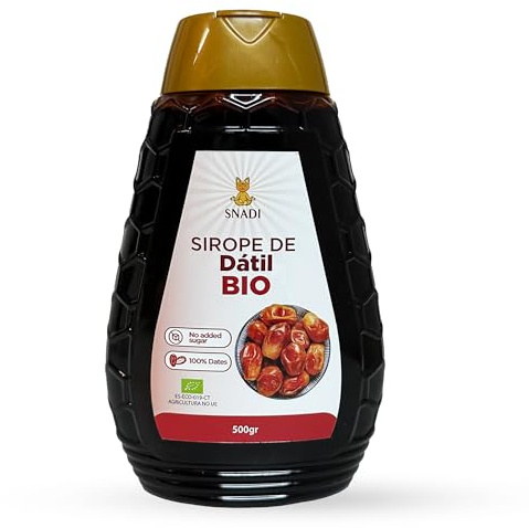 Snadi - Sirope de Dátil Bio 100% Orgánico, 480g | Endulzante Natural | Bajo en Calorías | Fuente de Vitaminas y Minerales | Sabor Delicioso | Ideal para Recetas y Bebidas.