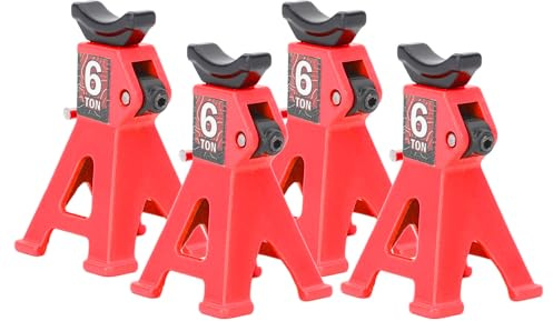 Cavalletto per Cric per Auto RC Cavalletto per Cric Leggero in Lega di Alluminio Compatto Regolabile in Altezza 4 Pezzi per Auto RC (Rosso)