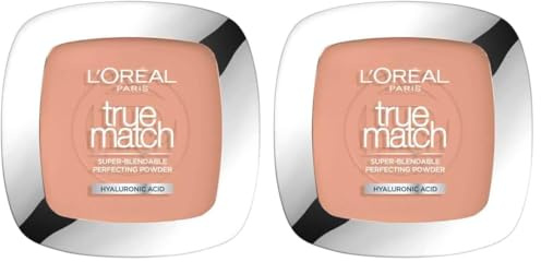 L'Oréal Paris Puder Make up, Mattierendes Kompaktpuder mit LSF 8, Inkl. Spiegel und Schwamm, True Match Puder, Nr. 4.N, 9 g (Packung mit 2)