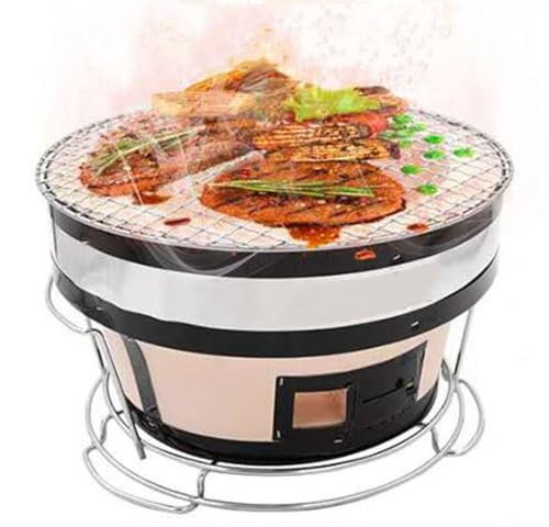 YUBDBFKAI Japonais Hibachi Yakitori Un Barbecue Dessus De La Table,Rond Barbecue Au Charbon, Barbecue Au Charbon Portable Barbecue Poêle À Charbon Cuisinier