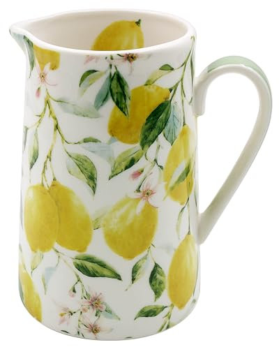 Lesser & Pavey British Designed Jug for Kitchen and Home | Lovely Printed Jug for Milk Water Juice and Other Needs | Perfect for Home & Office Kitchens - Lemon Grove jug Small