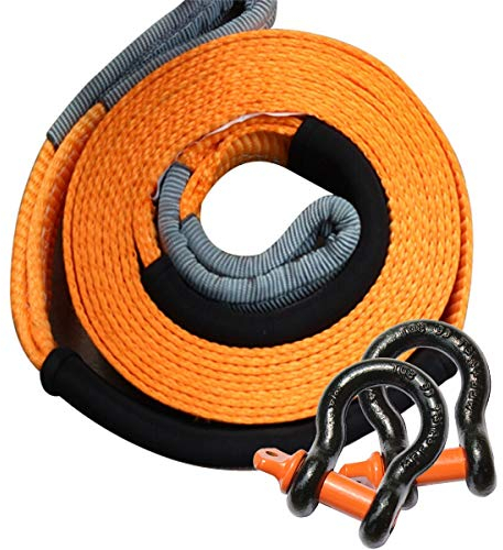BomDog Abschleppgurt, 5 M Abschleppseil, Mit 2 Abschleppseilhaken, Robuster Abschleppgurt, Abschleppseilgurt/Orange/5T/5M