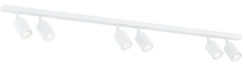 Licht-Erlebnisse Deckenleuchte Weiß 116 cm lang XXL Metall Modern verstellbar GU10 6-flammig Spot Lampe Decke Wohnzimmer Deckenstrahler Küche