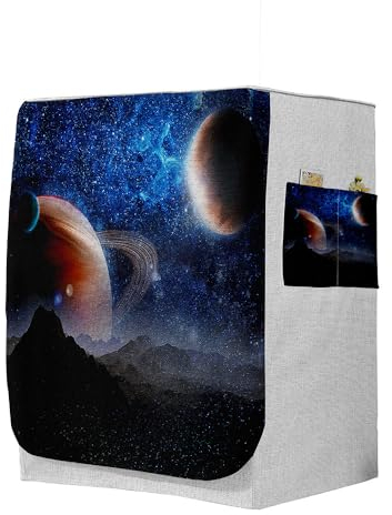 Highdi 3D Housse de Protection pour Machine à Laver, Chargement Frontal Housse à La Poussière avec Ouverture Frontale (Capacité S 6~7,5kg,Galaxie Spirale 5)