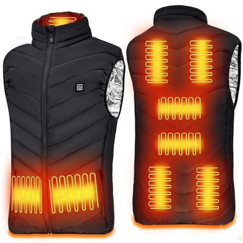 EKKONG Gilet Elettrico Riscaldato per Donna e Uomo, Gilet Riscaldato,Gilet Riscaldante per Uomini e Donne per Moto,/Snowboard,/Caccia,/Pesca/campeggio (IT, Numero, L, Numero)