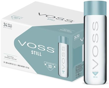 VOSS UK Artesian Still Water, Natural, Pure Water, PET Water Bottles, Bulk Pack of 24 x 500 ml